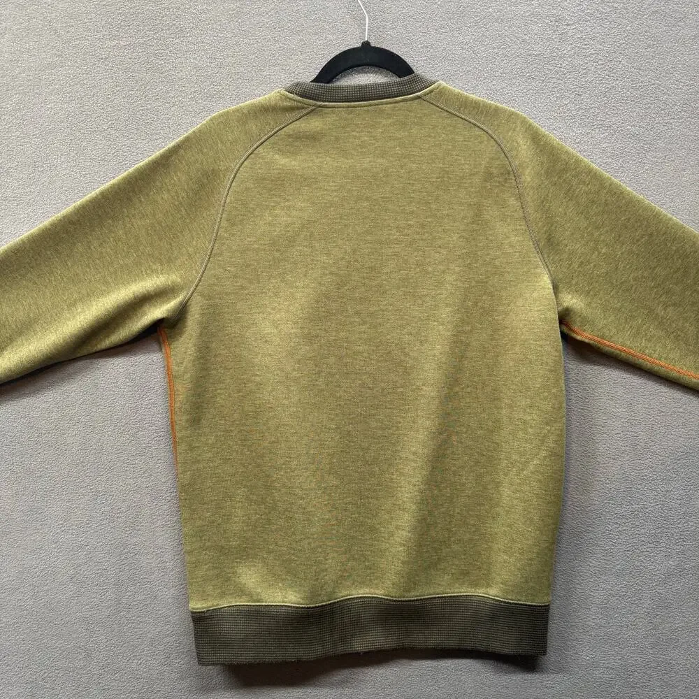 Prana Halgren Pullover Long Sleeve Crew Mens M Cargo Green Heather Zipper Pocket